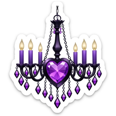 heart with purple gothic black chandelier crystals sticker