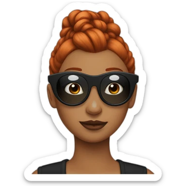 Bad Redhead girl bun Sun glass bun wearing black with cockatiel sticker