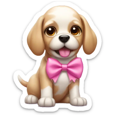 dog with pink bow sticker