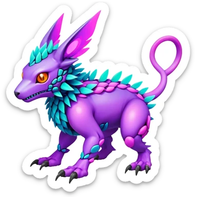  Bright lush warm-colored colorful neon-colored cyber-Fakémon-Digimon-Trico-creature sticker