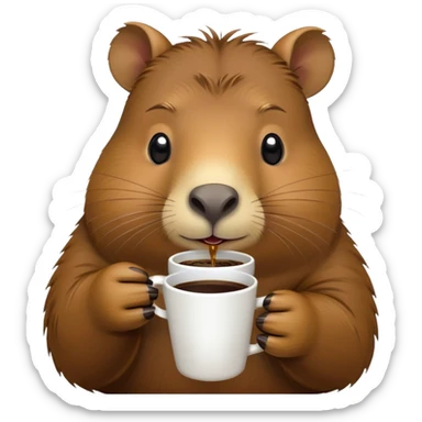 capybara drinks coffee sticker