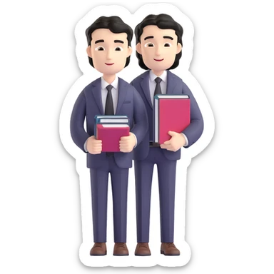 Professional 35-year-old man with black wavy hair, stubble, strong jawline, white skin tone, wearing smart casual business attire, holding a business book, with a confident approachable expression sticker