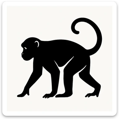 Monkey black silhouette white background sticker