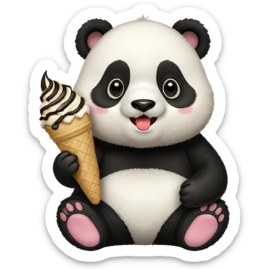 Panda eating ice cream sticker