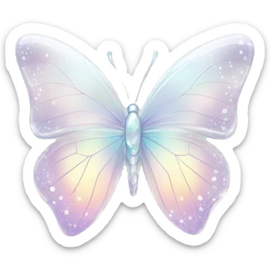 Sparkly glossy Pastel white iridescent glass crystal butterfly sticker