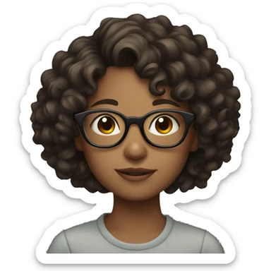 Girl with glasses, curly hair, brunette sticker