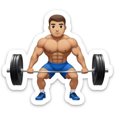 buff man with blue shorts doing deadlift sticker