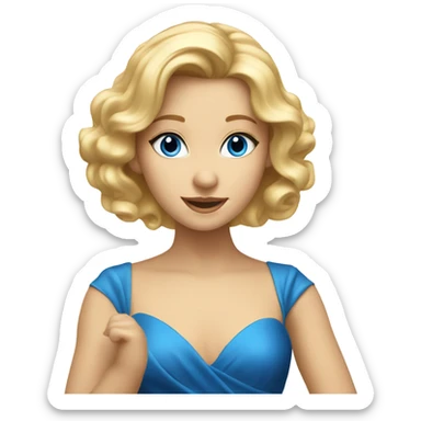 Blonde girl with blue eyes in gold dress dancing sticker