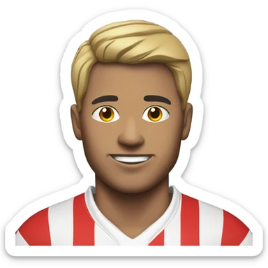 Rugby player in red and white stripe jersey sticker