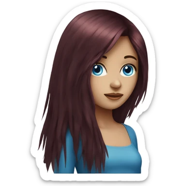 Dark red long hair fringe girl with blue eyes sticker
