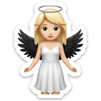 Créé un emojis avec une tenue complète d'ange blanc et des ailes noir de demon sticker