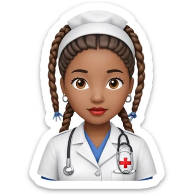 Black woman with braids ponytail who is a nurse sticker