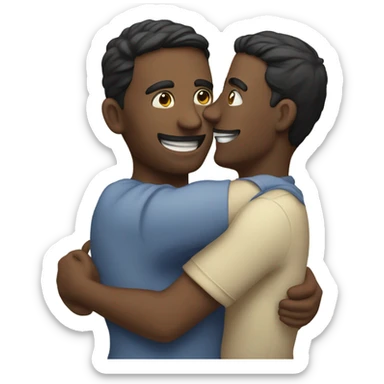 Two men hugging and looking to eyes sticker