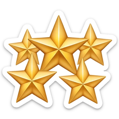 3 golden stars, one big in the center and two smaller on the sides, with a subtle gradient sticker