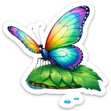 rainbow butterfly on river bank sticker