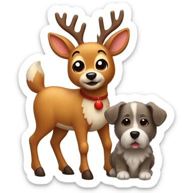 Cute Rudolph the deer with a furry dog sticker