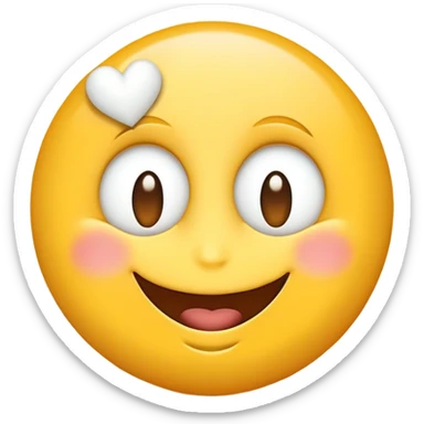 An emoji-style yellow face with a wide smile and two white heart-shaped eyes, expressing admiration or love sticker