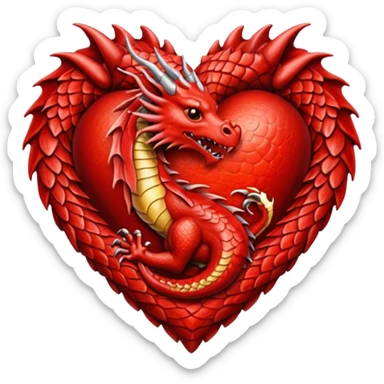 heart with a dragon motif sticker