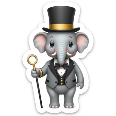 elephant with a top hat and a cane and a monocle  sticker