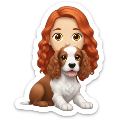  White girl red hair with spaniel cocker tricolor sticker
