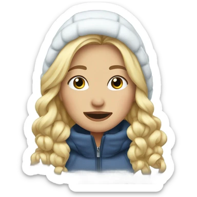 Blonde girl in snow sticker