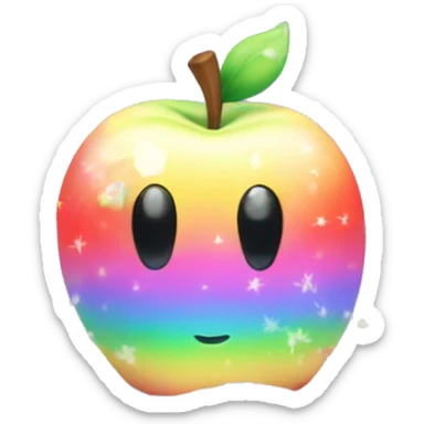 Kawaii rainbow pastel bedazzled apple in an under the sea snow globe  sticker