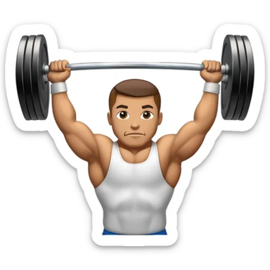 Emblem representing weightlifting, featuring a powerful lifter holding a barbell overhead, with weights clearly visible. The design focuses on strength and technique, symbolizing the discipline and precision of heavy lifting. sticker
