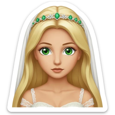 Fille cheuveux blond longt yeux vert  maquiller robe de mariage Métisse chronique sticker