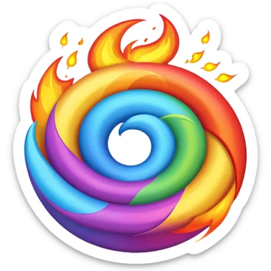 rainbow fire sticker