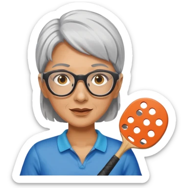 Female gray hair and glasses pickleball sticker