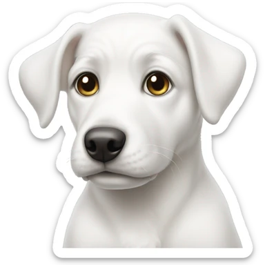 white puppy with a gray spot around left eye sticker