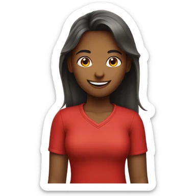 smiling girl in red shirt sticker