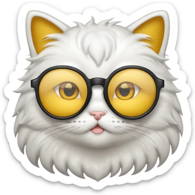 chat blanc à lunette opaque sticker
