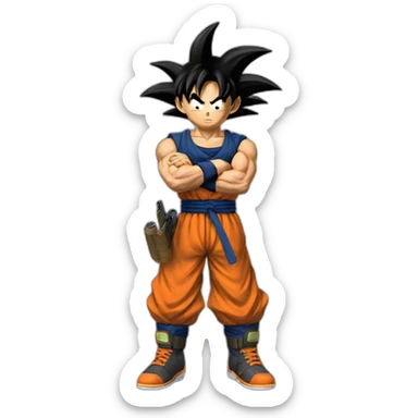 goku mafia style holding a gun sticker