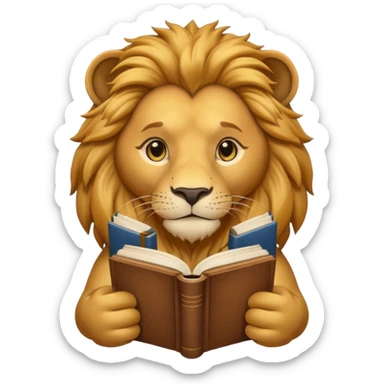 lion reading a book sticker