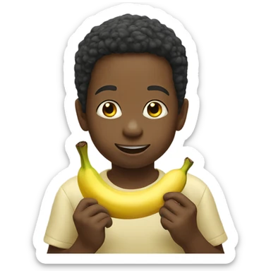Kid eating a banana sticker