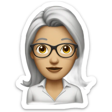 white burgundi woman with hair at eck level with glasses and big nose sticker