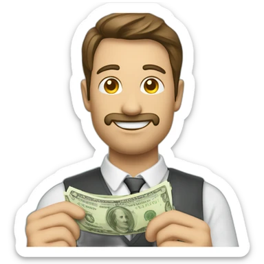 Un homme en costards avec des billets sticker