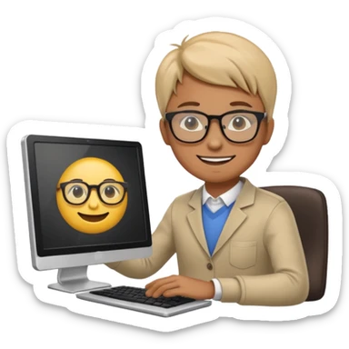 Generate a realistic emoji of something getting programmed by a logistic person sticker