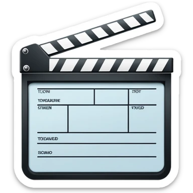 ultra simple film slate outline, black line drawing only, no fill or shading, just essential outlines sticker