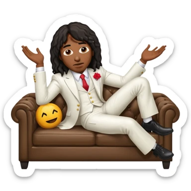 Rick james lying on a dirty couch sticker