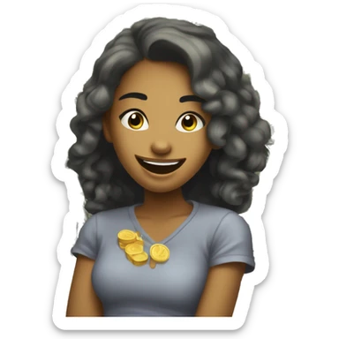 rich, spoiled, unsympathetic, laughing teenage girl with dollar bills in her hand sticker