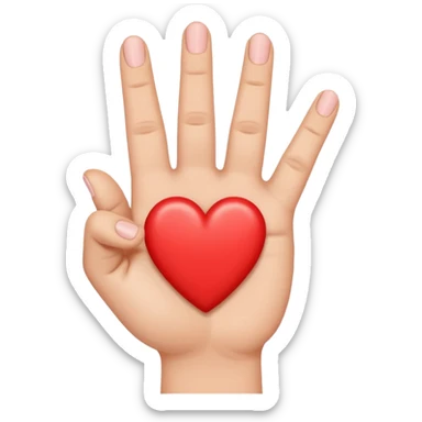 A version of the thumb and index heart (🫰), in which a heart is made with the thumb and middle finger. sticker