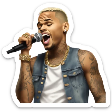 Hyper Realistic Chris Brown on stage singing  sticker