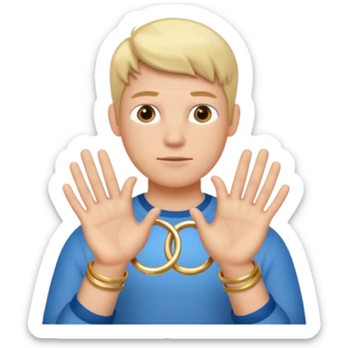 finn from adventure time with rings in his hands sticker