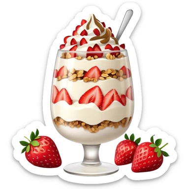 yogurt parfait with layers of granola and strawberries  sticker