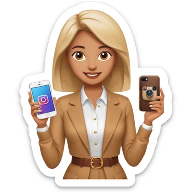 una señora entrando a mi  Instagram  para promocionar mi marca sticker