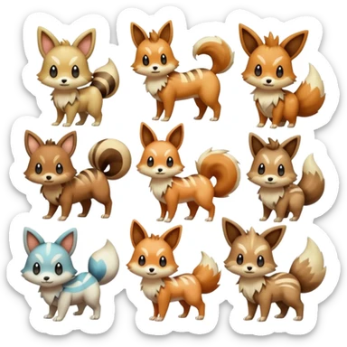 Meloetta-Growlithe-Furret-Linoone-Eevee-Pokémon-Fakémon-creature sticker