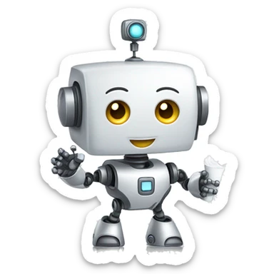 A cute robot with a pleasant smile that greets with a white napkin in hand sticker