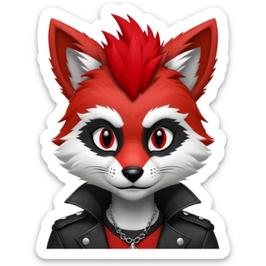Anthropomorphic Anthro Furry punky gothic black white and red badass cool stylish handsome smexy Animal-furry-fursona sticker